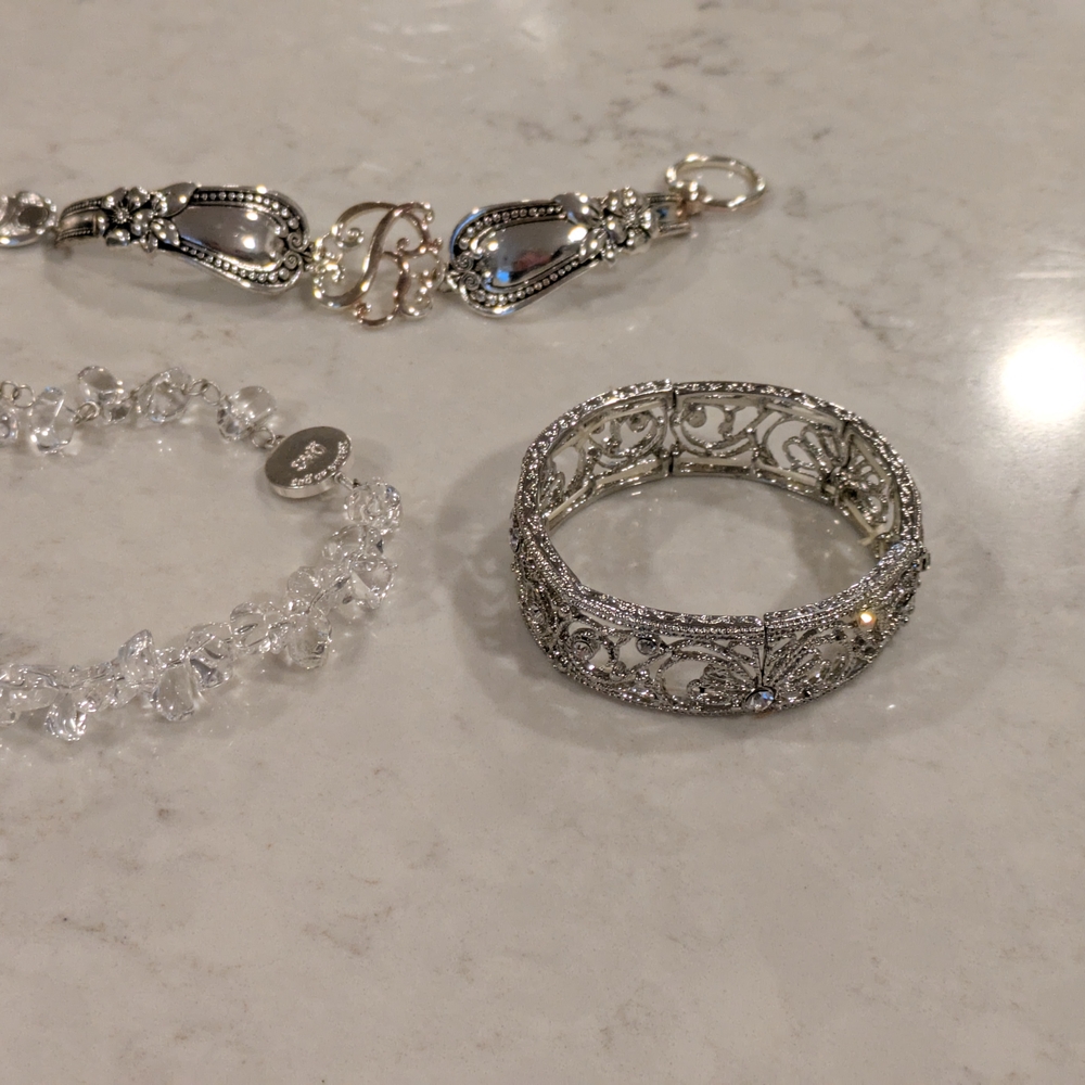 Exquisite Silver and Crystal Bracelet Set Of 3